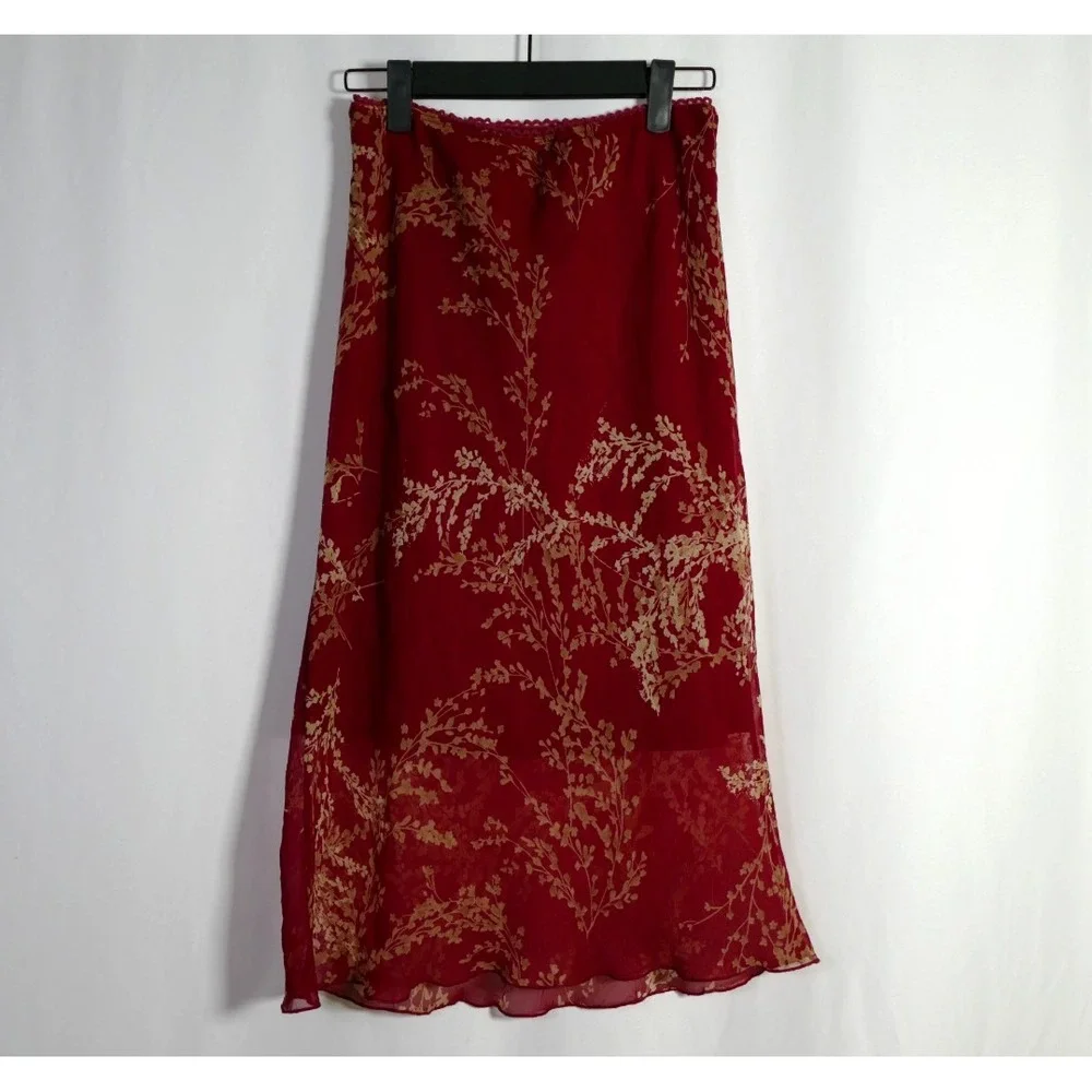 VTG Helium Y2K Fairy Grunge Whimsigoth Midi Skirt Size XS Floral Asian Inspired